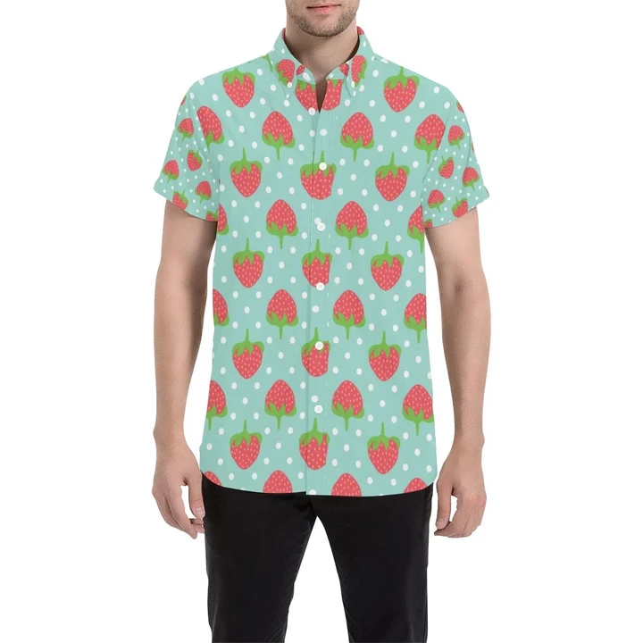 Strawberry Pattern Print Design Sb06 3d Men's Button Up Shirt