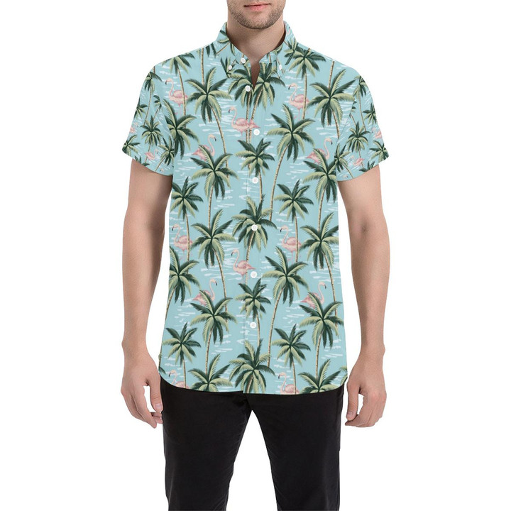 Palm Tree Pattern Print Design Pt05 3d Men's Button Up Shirt