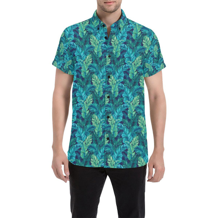 Banana Leaf Pattern Print Design 06 3d Men's Button Up Shirt