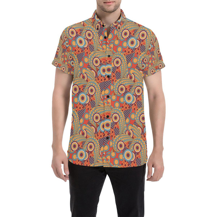 African Pattern Print Design 06 3d Men's Button Up Shirt