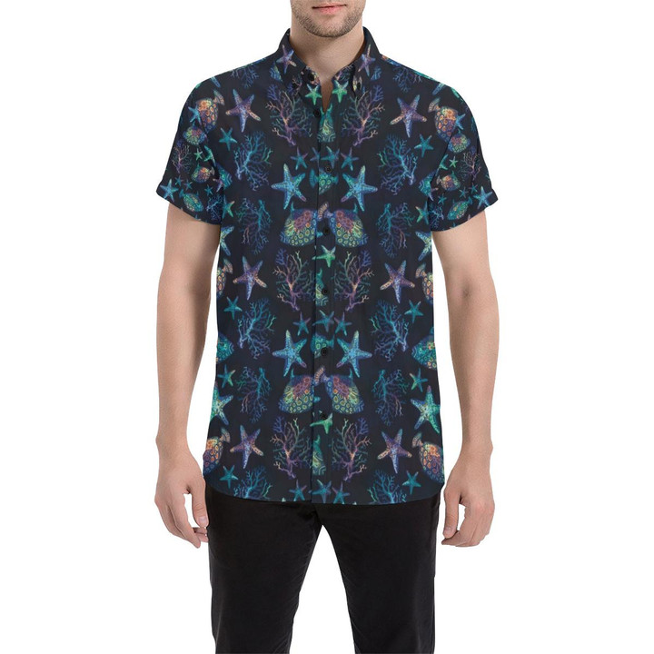 Starfish Pattern Print Design 01 3d Men's Button Up Shirt