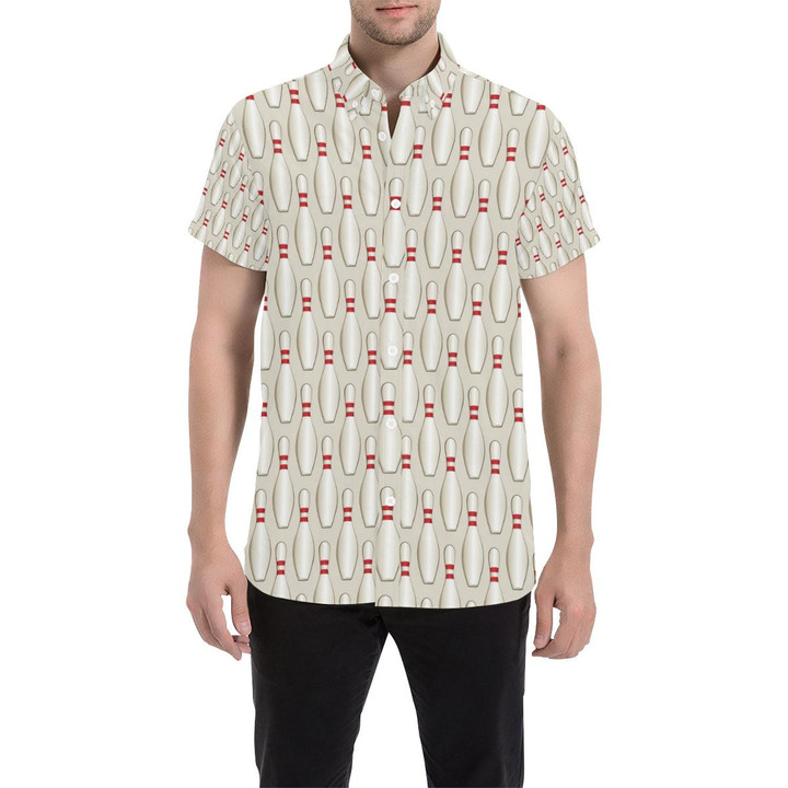 Bowling Pin Pattern Print Design 01 3d Men's Button Up Shirt