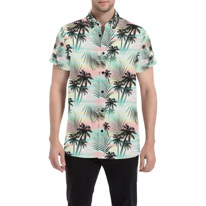 Palm Tree Pattern Print Design A03 3d Men's Button Up Shirt
