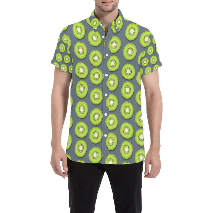 Kiwi Pattern Print Design Kw06 3d Men's Button Up Shirt