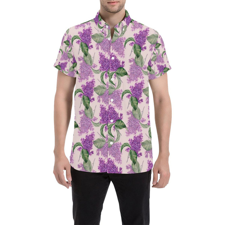Lilac Pattern Print Design Li02 3d Men's Button Up Shirt
