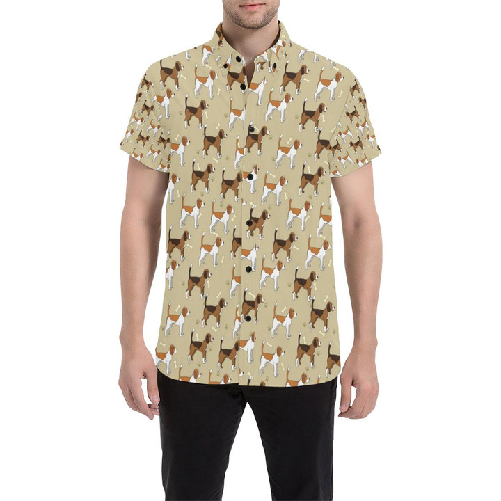Beagle Pattern Print Design 01 3d Men's Button Up Shirt