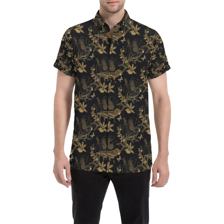 Parakeet Pattern Print Design A05 3d Men's Button Up Shirt