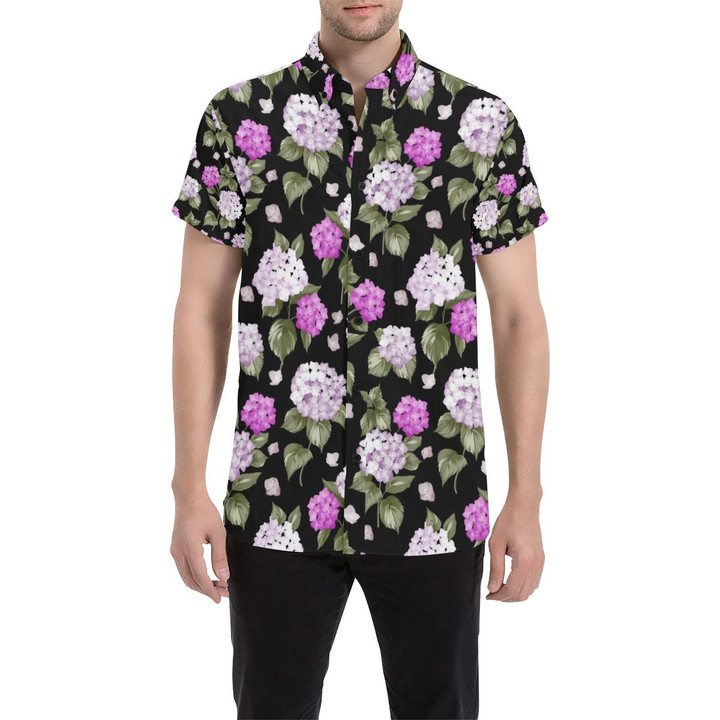 Hydrangea Pattern Print Design Hd011 3d Men's Button Up Shirt