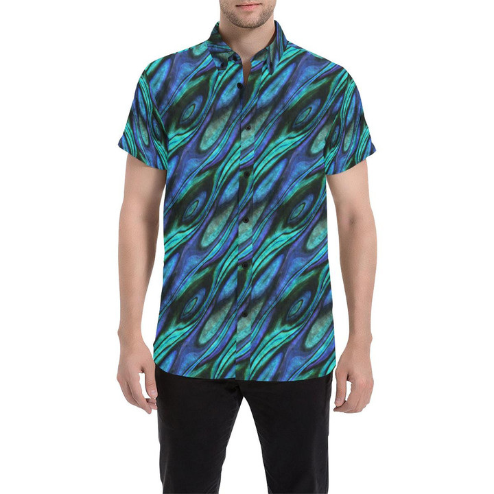 Abalone Pattern Print Design 03 3d Men's Button Up Shirt