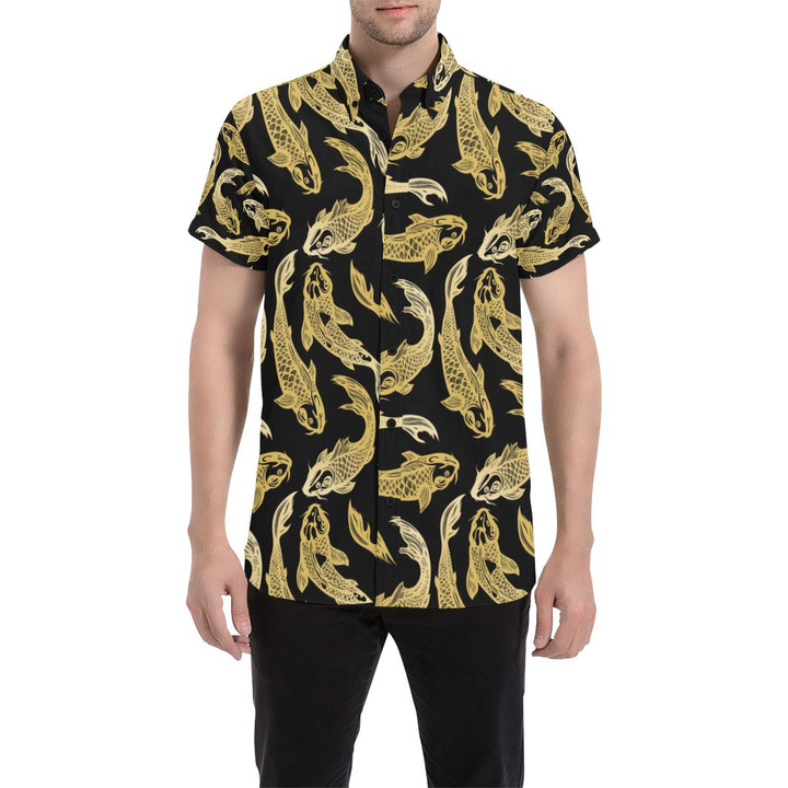 Koi Fish Pattern Print Design 03 3d Men's Button Up Shirt