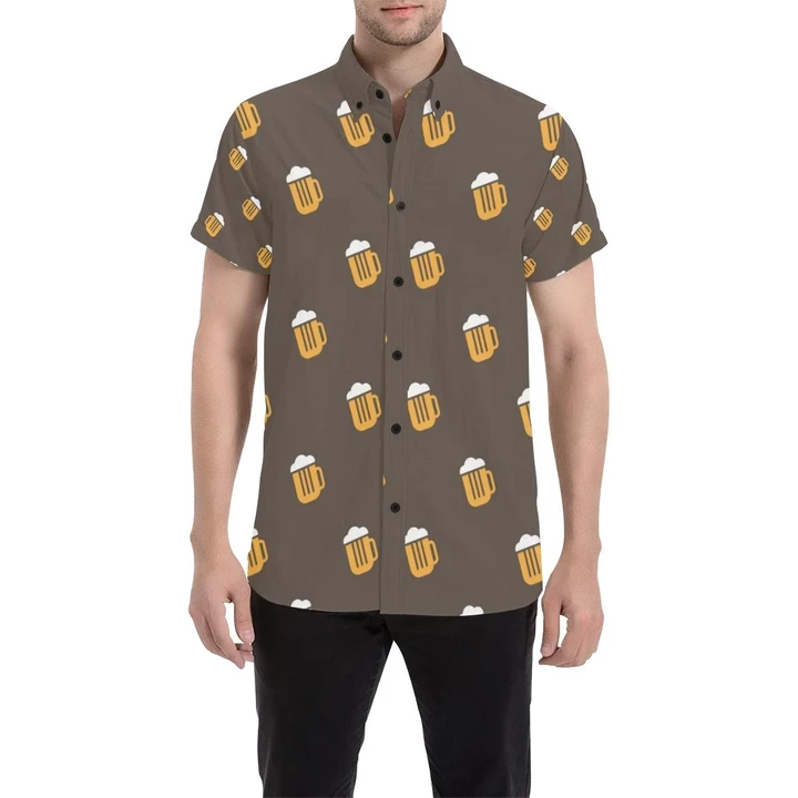 Beer Pattern Print Design 01 3d Men's Button Up Shirt