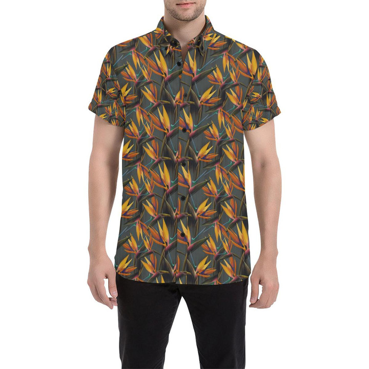 Bird Of Paradise Pattern Print Design 01 3d Men's Button Up Shirt