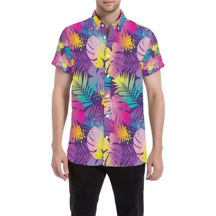 Palm Leaf Pattern Print Design A04 3d Men's Button Up Shirt