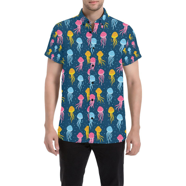 Jellyfish Pattern Print Design 04 3d Men's Button Up Shirt
