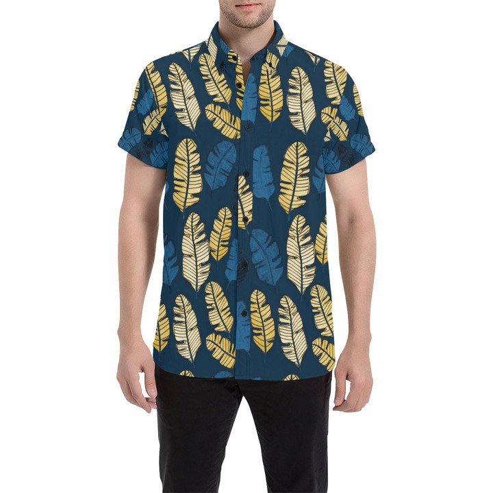 Banana Leaf Pattern Print Design Bl09 3d Men's Button Up Shirt