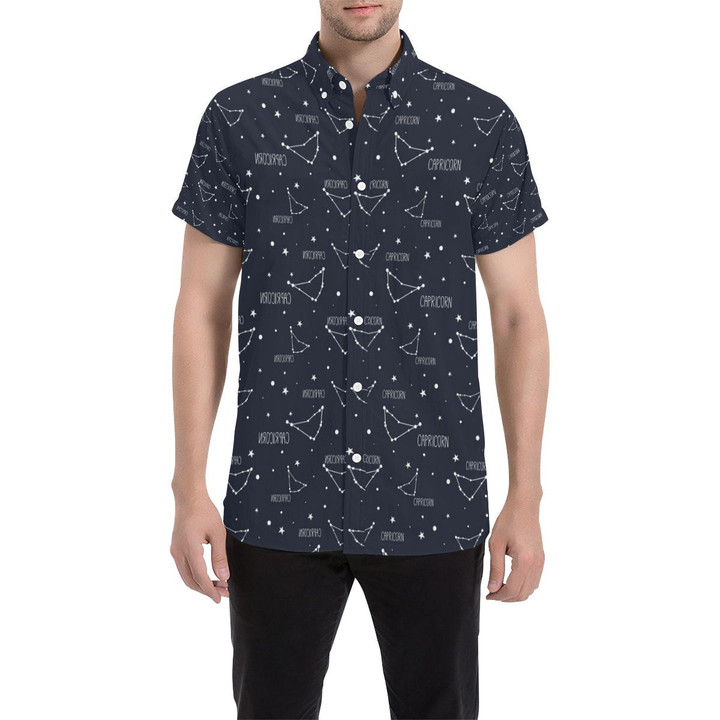 Capricorn Zodiac Pattern Print Design 01 3d Men's Button Up Shirt