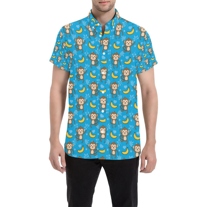 Monkey Pattern Print Design 05 3d Men's Button Up Shirt