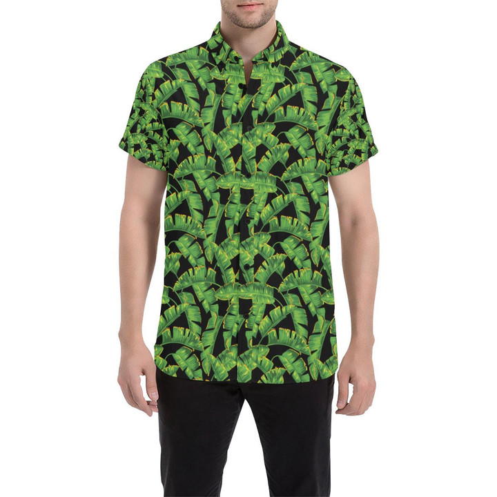 Banana Leaf Pattern Print Design 03 3d Men's Button Up Shirt