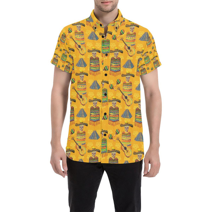 Maracas Mexican Style Pattern Print Design 02 3d Men's Button Up Shirt