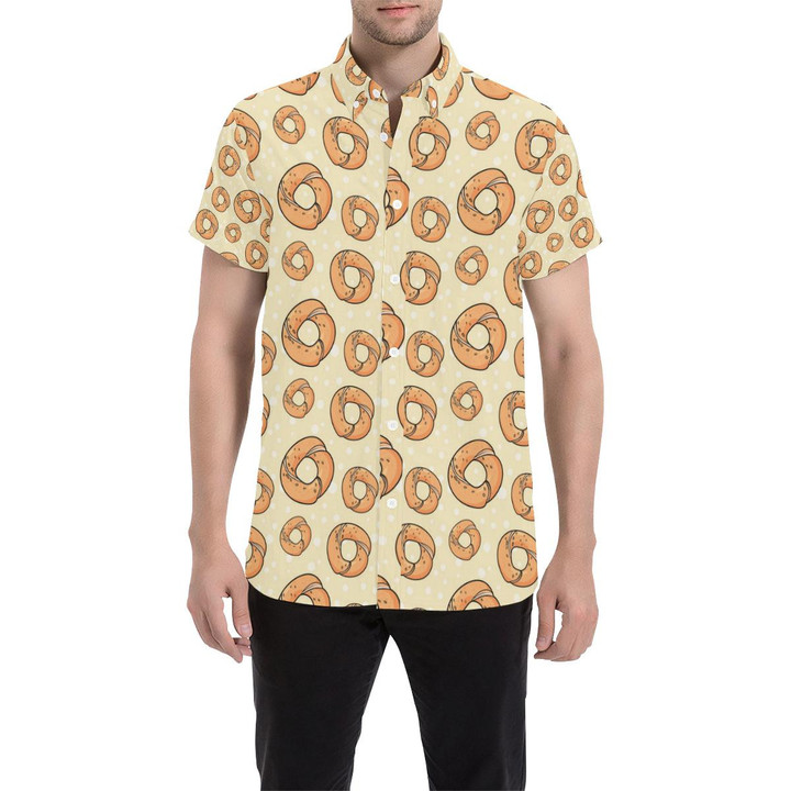 Bagel Pattern Print Design 03 3d Men's Button Up Shirt