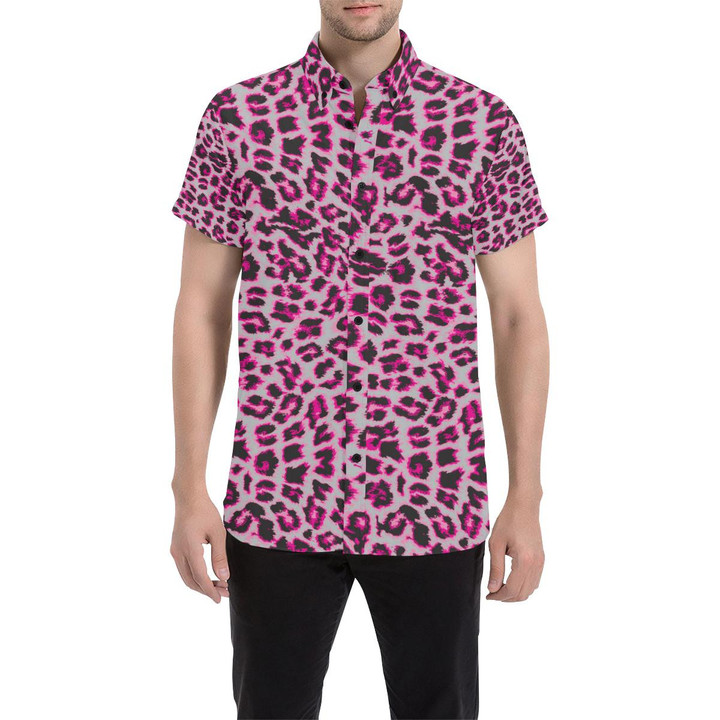 Leopard Pattern Print Design 02 3d Men's Button Up Shirt