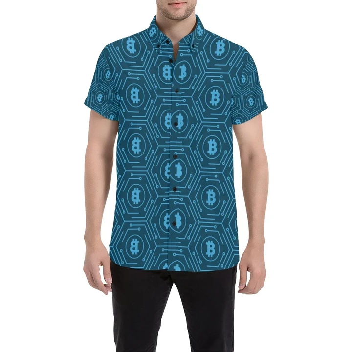 Cryptocurrency Pattern Print Design 04 3d Men's Button Up Shirt