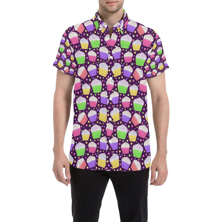 Cupcake Pattern Print Design Cp07 3d Men's Button Up Shirt