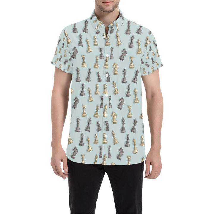 Chess Pattern Print Design 02 3d Men's Button Up Shirt