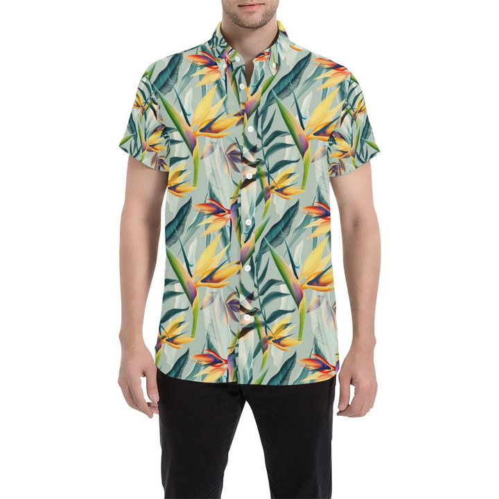Tropical Flower Pattern Print Design Tf022 3d Men's Button Up Shirt