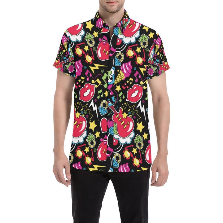 Pop Art Pattern Print Design A04 3d Men's Button Up Shirt