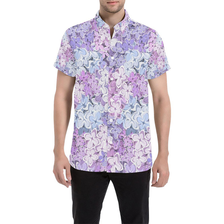 Lilac Pattern Print Design Li01 3d Men's Button Up Shirt