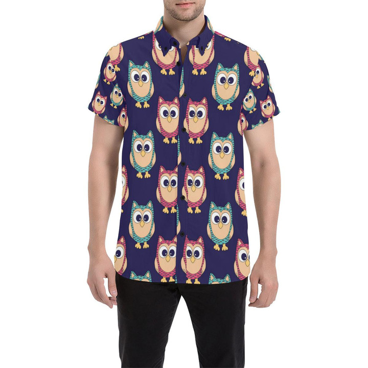 Owl Pattern Print Design A06 3d Men's Button Up Shirt