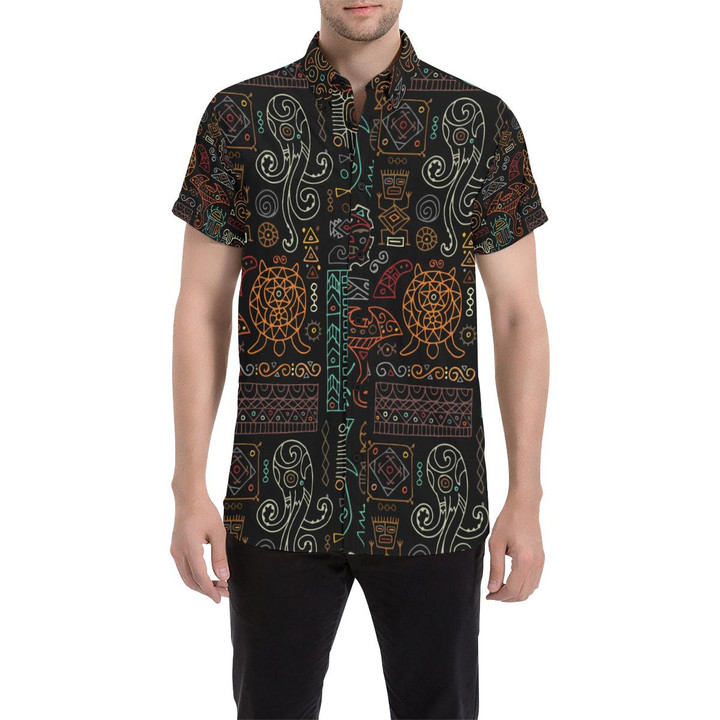 Polynesian Pattern Print Design A04 3d Men's Button Up Shirt