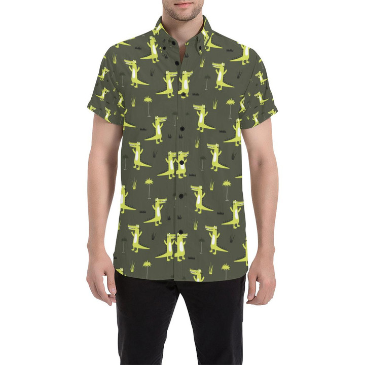 Alligator Pattern Print Design 05 3d Men's Button Up Shirt