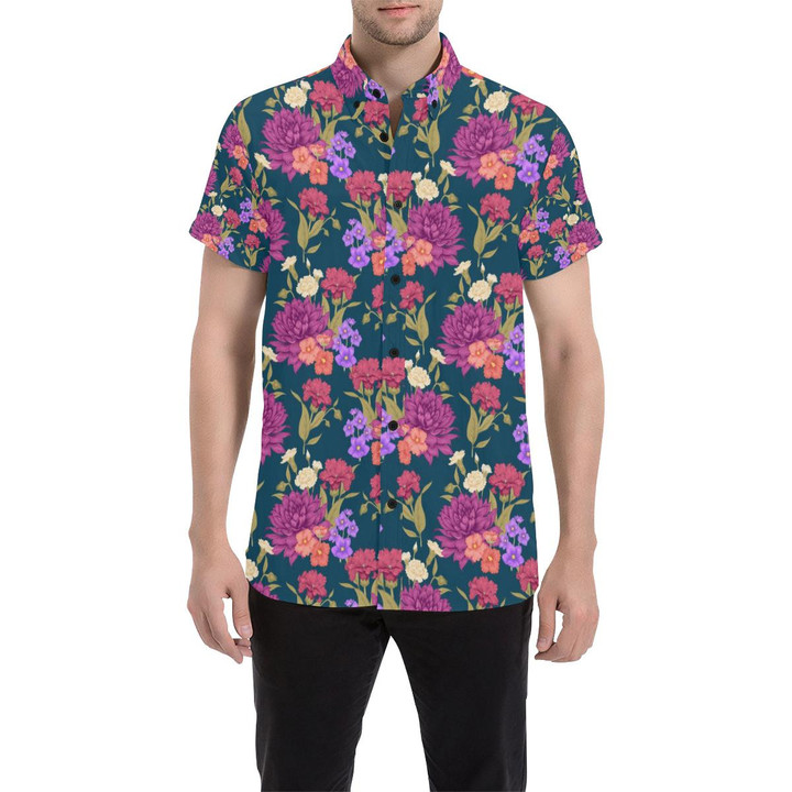 Dahlia Pattern Print Design Dh01 3d Men's Button Up Shirt