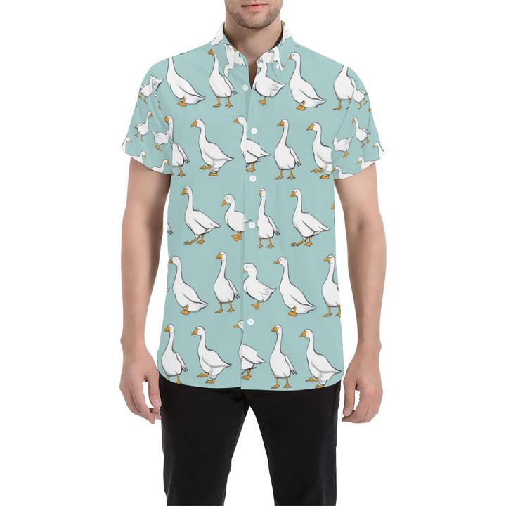 Goose Pattern Print Design 02 3d Men's Button Up Shirt