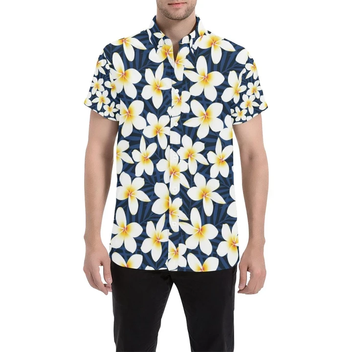 Plumeria Pattern Print Design Pm026 3d Men's Button Up Shirt