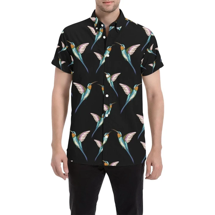 Hummingbird Pattern Print Design 06 3d Men's Button Up Shirt