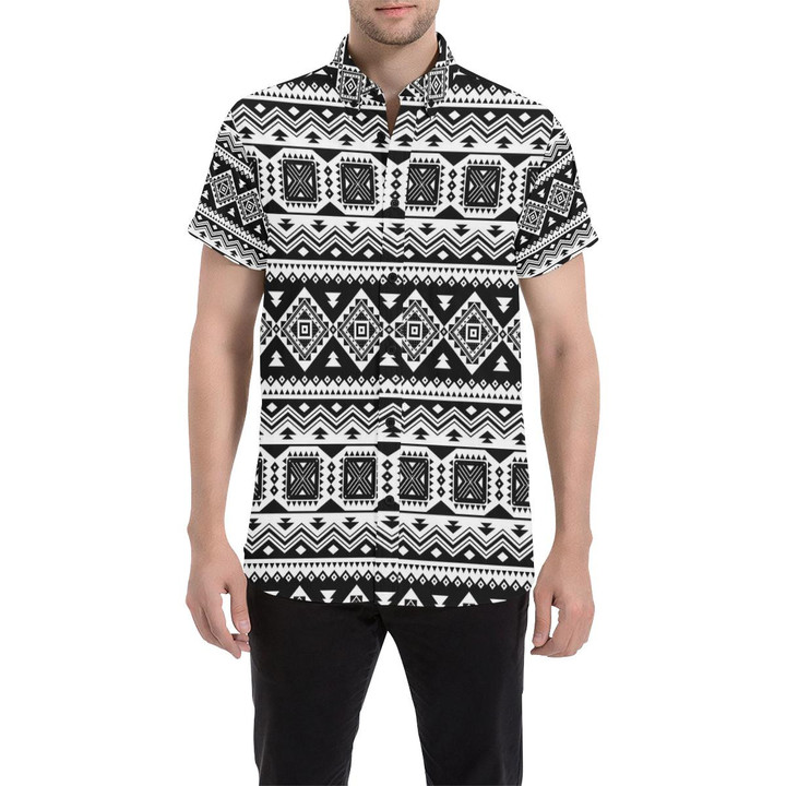 Aztec Pattern Print Design 08 3d Men's Button Up Shirt