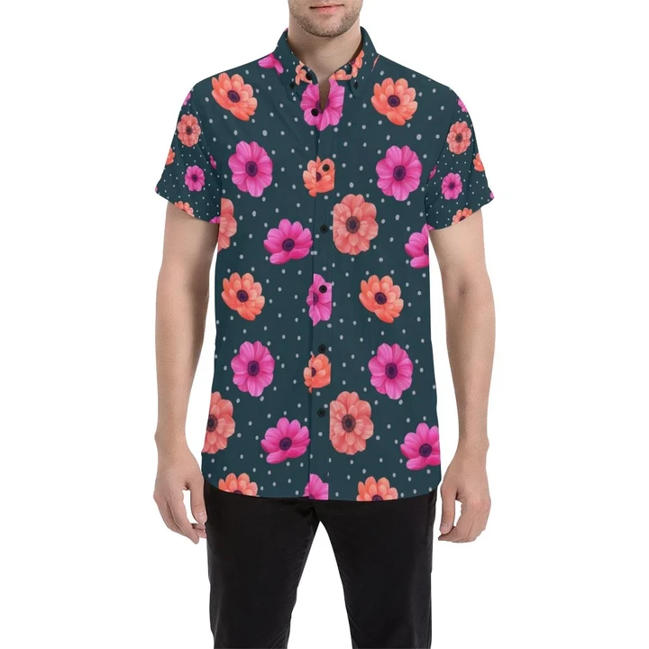 Anemone Pattern Print Design Am08 3d Men's Button Up Shirt