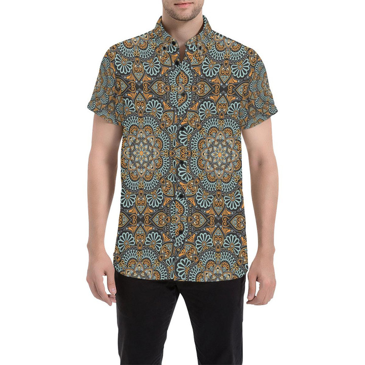Mandala Pattern Print Design 05 3d Men's Button Up Shirt