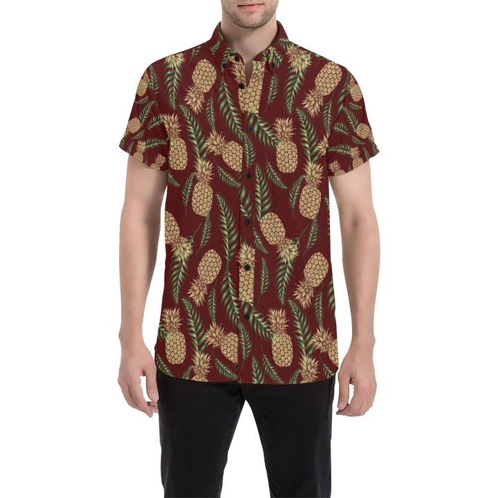 Pineapple Pattern Print Design Pp013 3d Men's Button Up Shirt