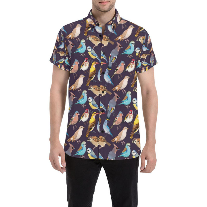 Bird Cute Print Pattern 3d Men's Button Up Shirt