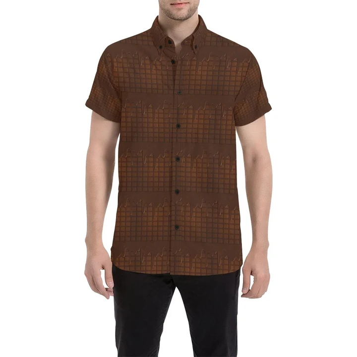 Chocolate Pattern Print Design 01 3d Men's Button Up Shirt