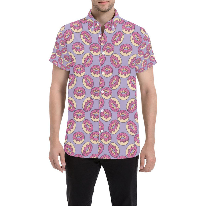 Donut Pattern Print Design Dn015 3d Men's Button Up Shirt