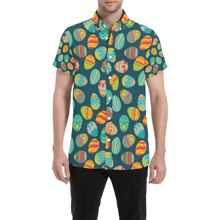 Easter Eggs Pattern Print Design Rb09 3d Men's Button Up Shirt