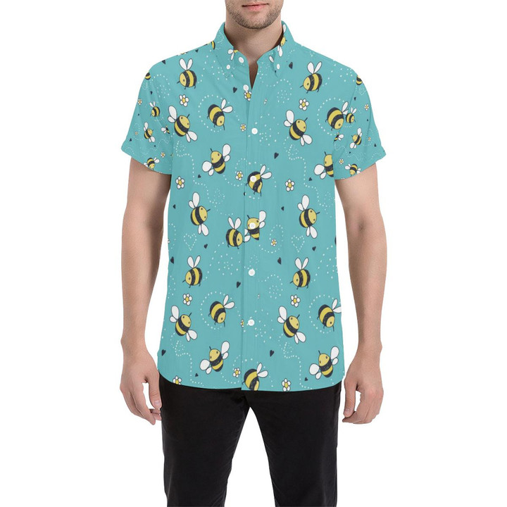 Bee Pattern Print Design Bee02 3d Men's Button Up Shirt