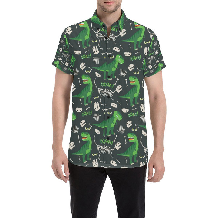 T Rex Pattern Print Design A05 3d Men's Button Up Shirt