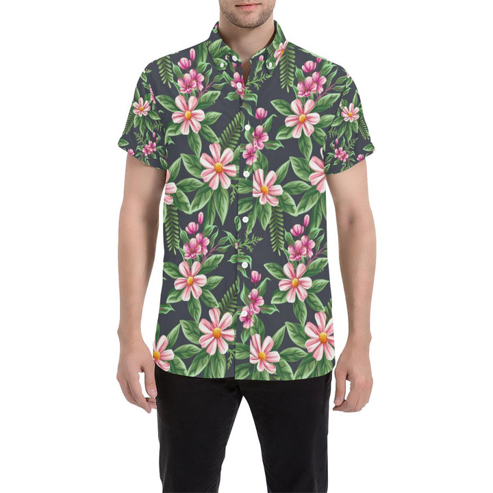 Summer Floral Pattern Print Design Sf010 3d Men's Button Up Shirt