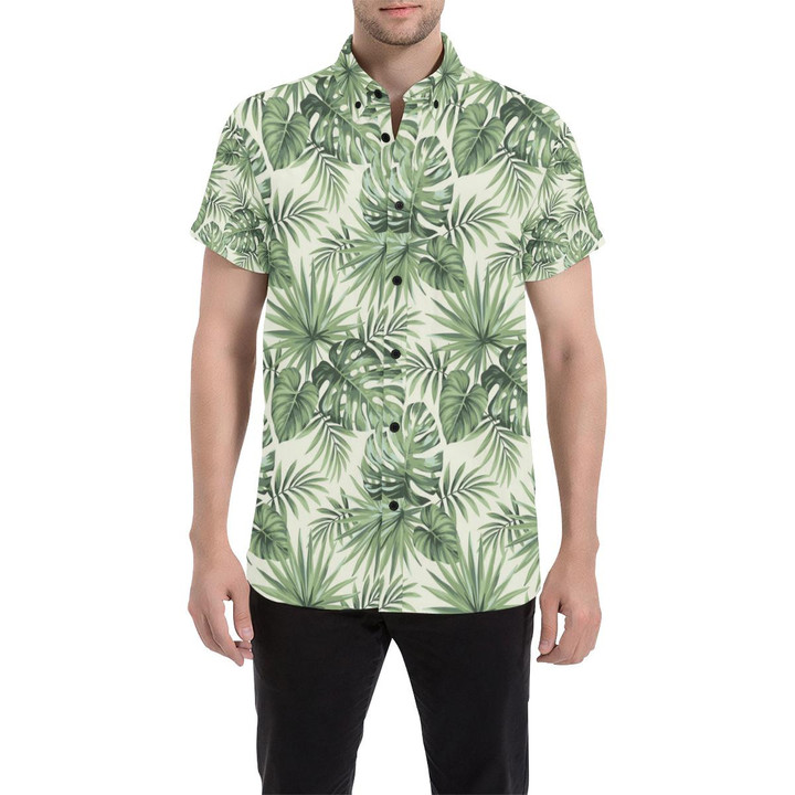 Palm Leaf Pattern Print Design A02 3d Men's Button Up Shirt